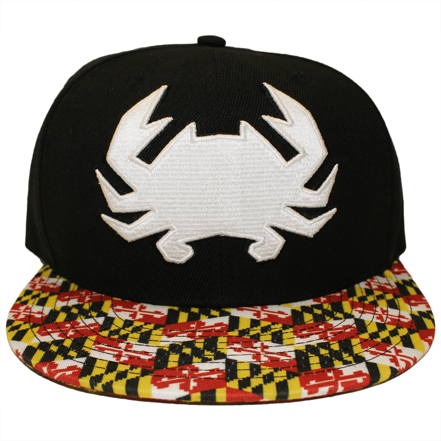 Route One Apparel Geo Crab with Maryland Brim (Black) / Canvas Snapback Hat