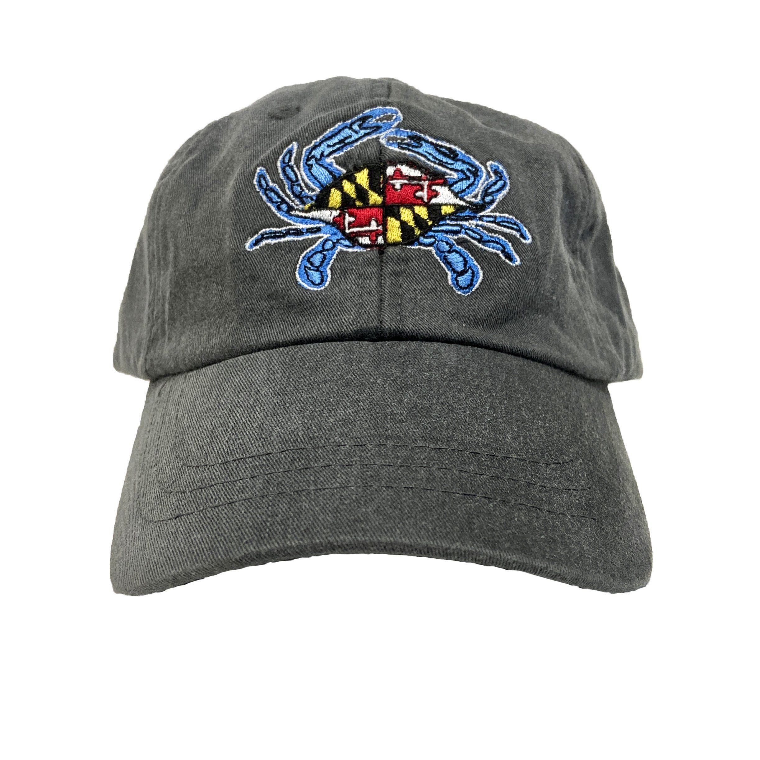 Maryland Flag Crab Blue Claws (Washed Charcoal) / Baseball Hat - Route One Apparel