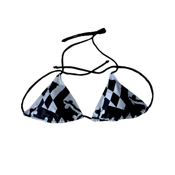 Greyscale Maryland Flag / Bikini Top - Route One Apparel