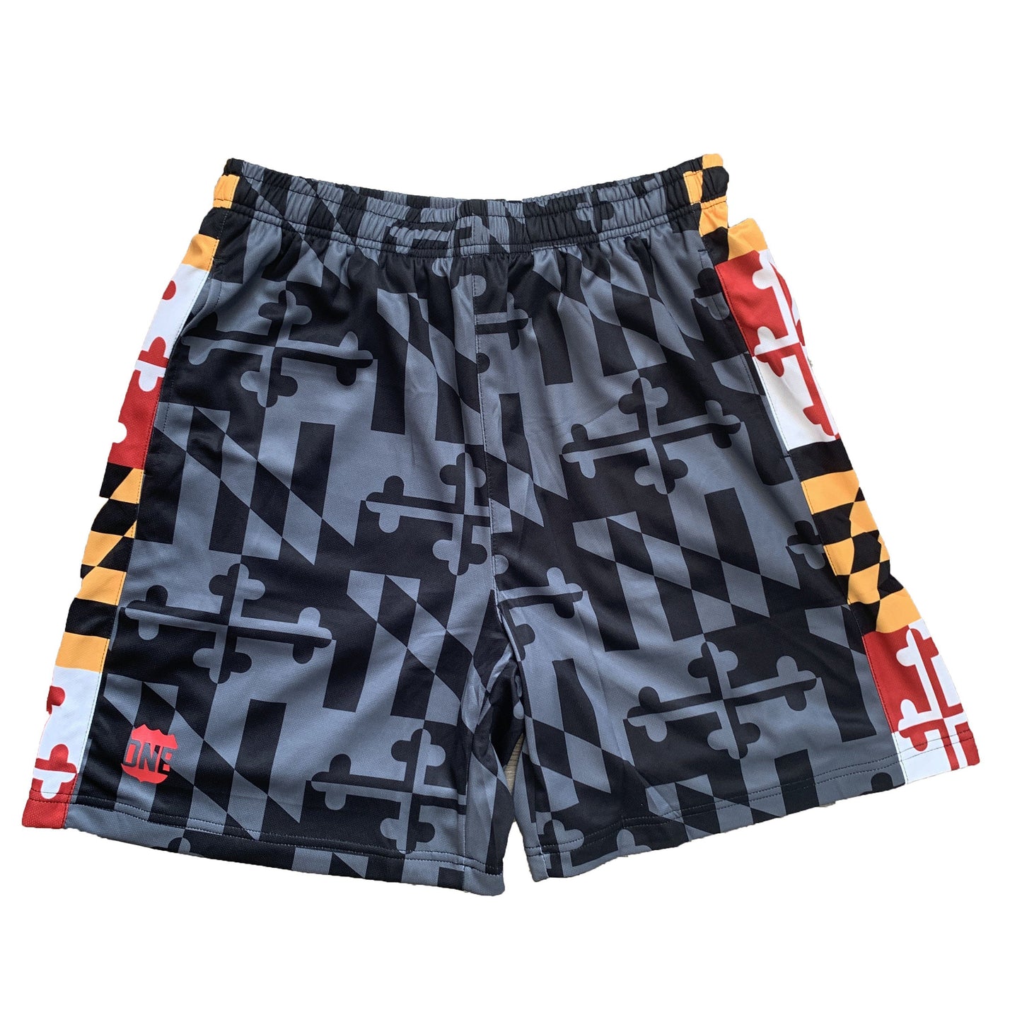 Greyscale & Maryland Flag Color Sides / Athletic Shorts - Route One Apparel