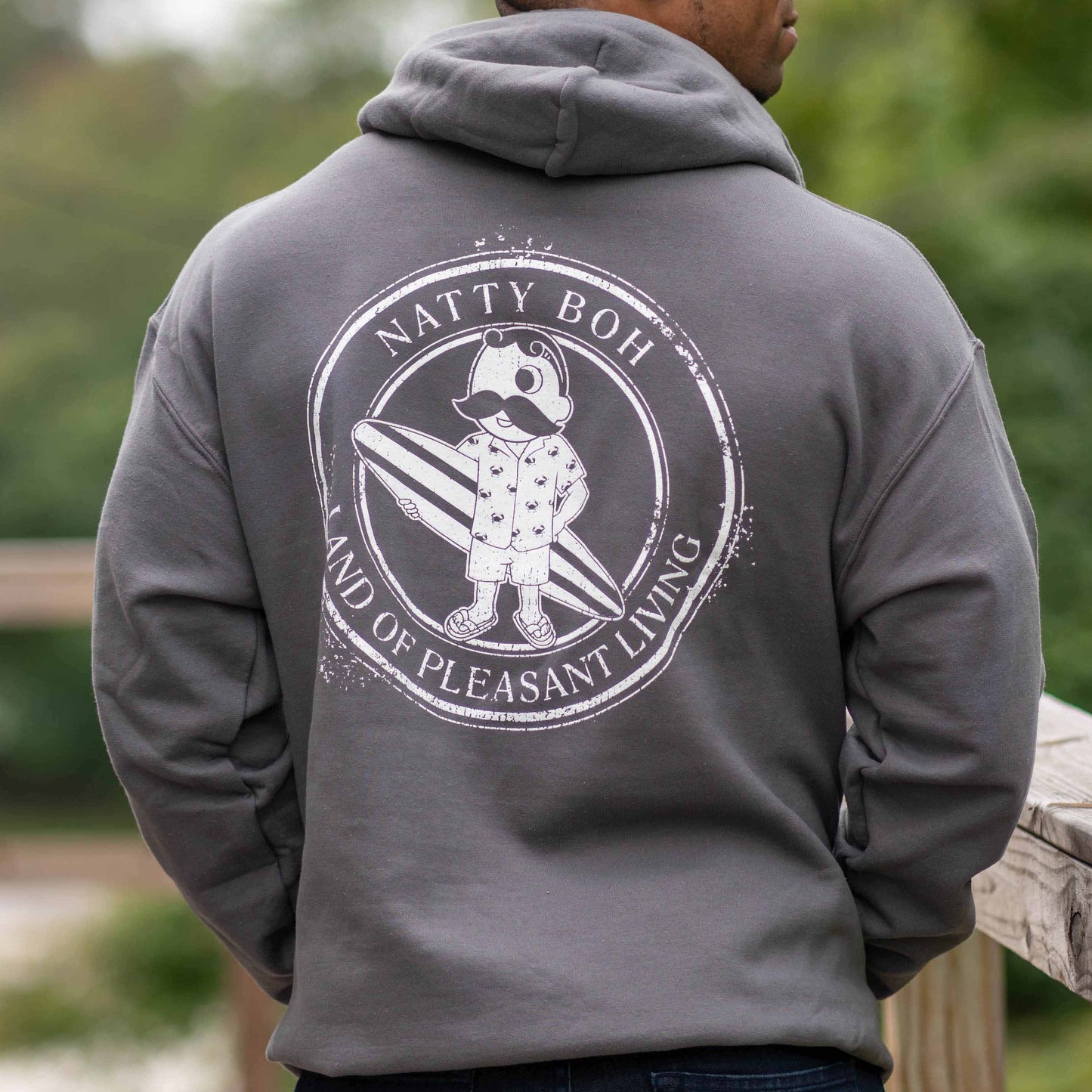 Natty Boh Surfer Dude Land of Pleasant Living (Dark Heather) / Hoodie - Route One Apparel