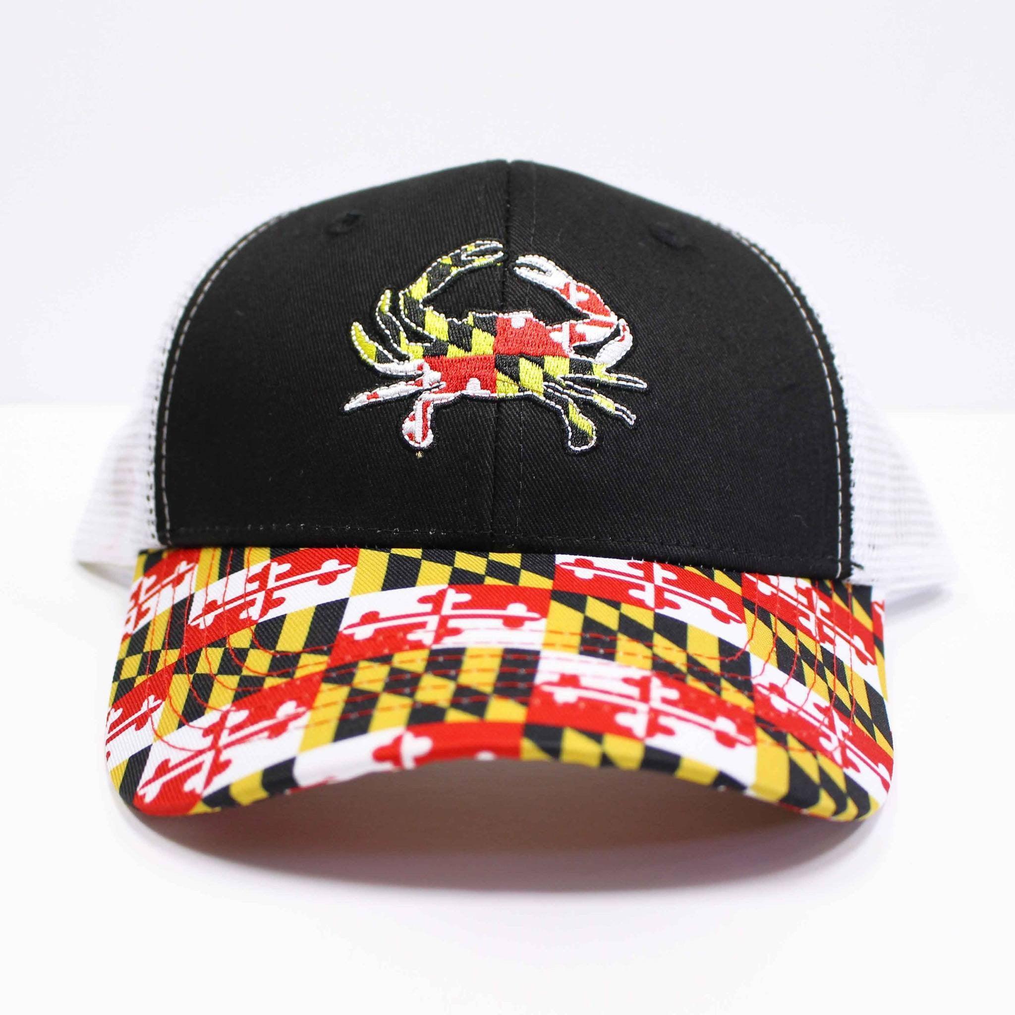 Maryland Full Flag Crab w/ White Mesh & Maryland Flag Brim / Trucker Hat - Route One Apparel