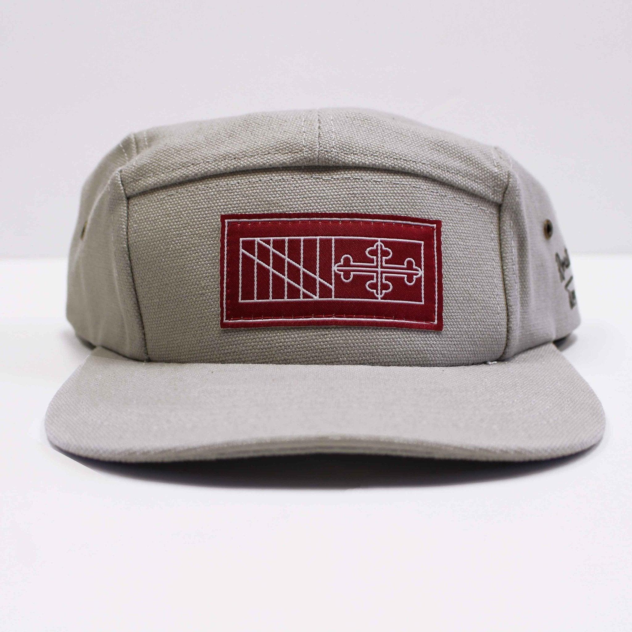 Maryland Flag Burgundy Patch (Khaki) / 5-Panel Hat - Route One Apparel