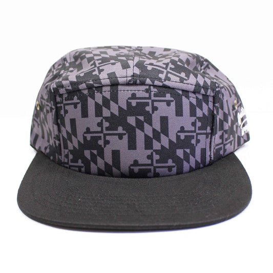 Greyscale Maryland Flag / 5-Panel Hat - Route One Apparel