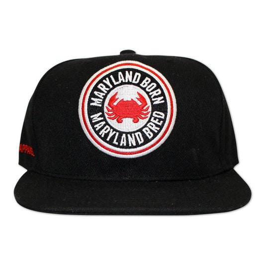 Maryland Born Maryland Bred (Black) / Canvas Snapback Hat - Route One Apparel