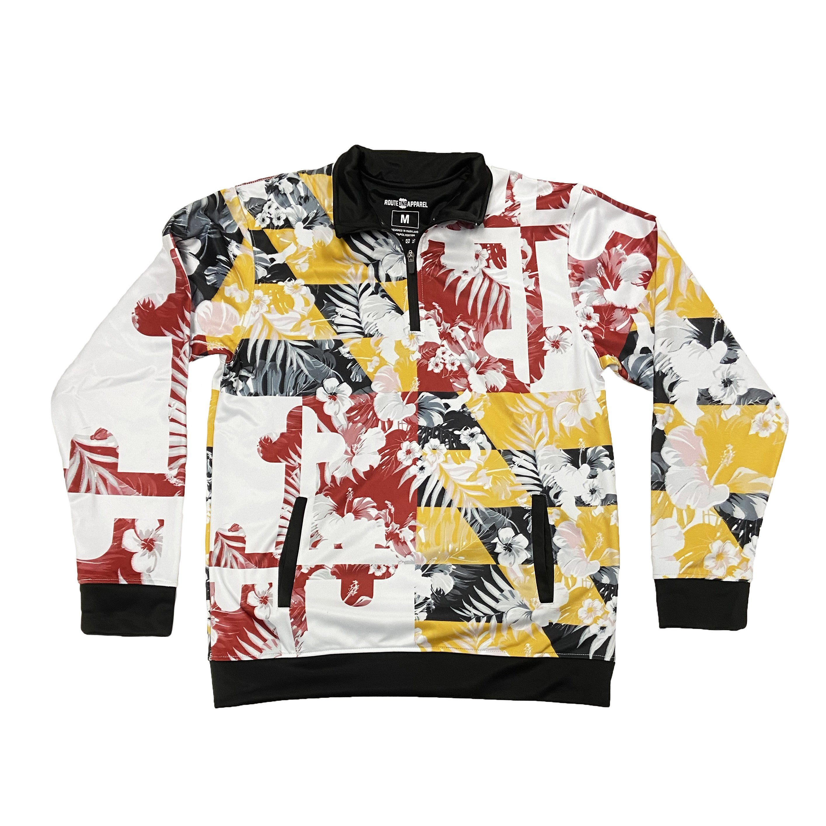 Maryland Flag Floral Hawaiian Pattern / Pullover - Route One Apparel