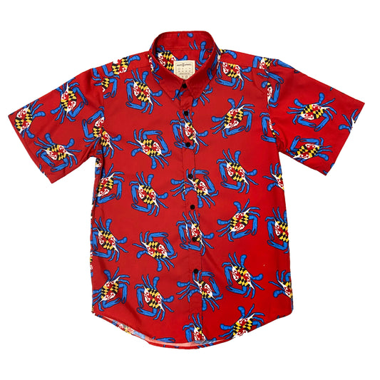 Maryland Crab Pattern (Red) / Hawaiian Shirt - Route One Apparel