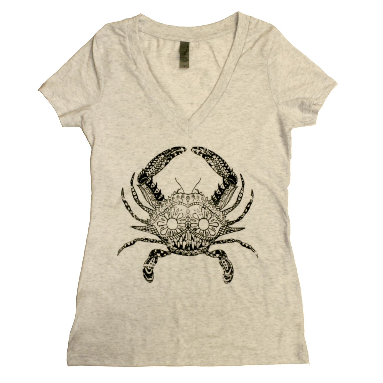 Henna Crab (Heather White) / Ladies V-Neck Shirt - Route One Apparel