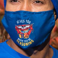 He Sees You When You're Seasoning (Blue) / Face Mask - Route One Apparel