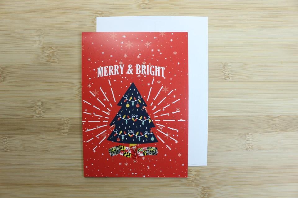 Merry & Bright - Maryland Christmas Tree (Red) / Christmas Card - Route One Apparel