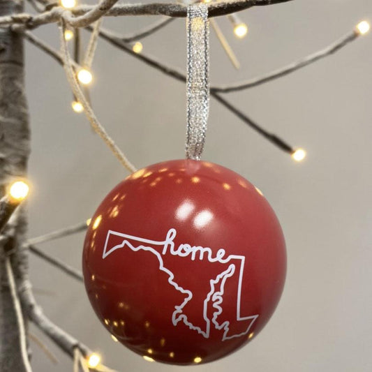 Maryland Home (Red) / Tin Ball Ornament - Route One Apparel