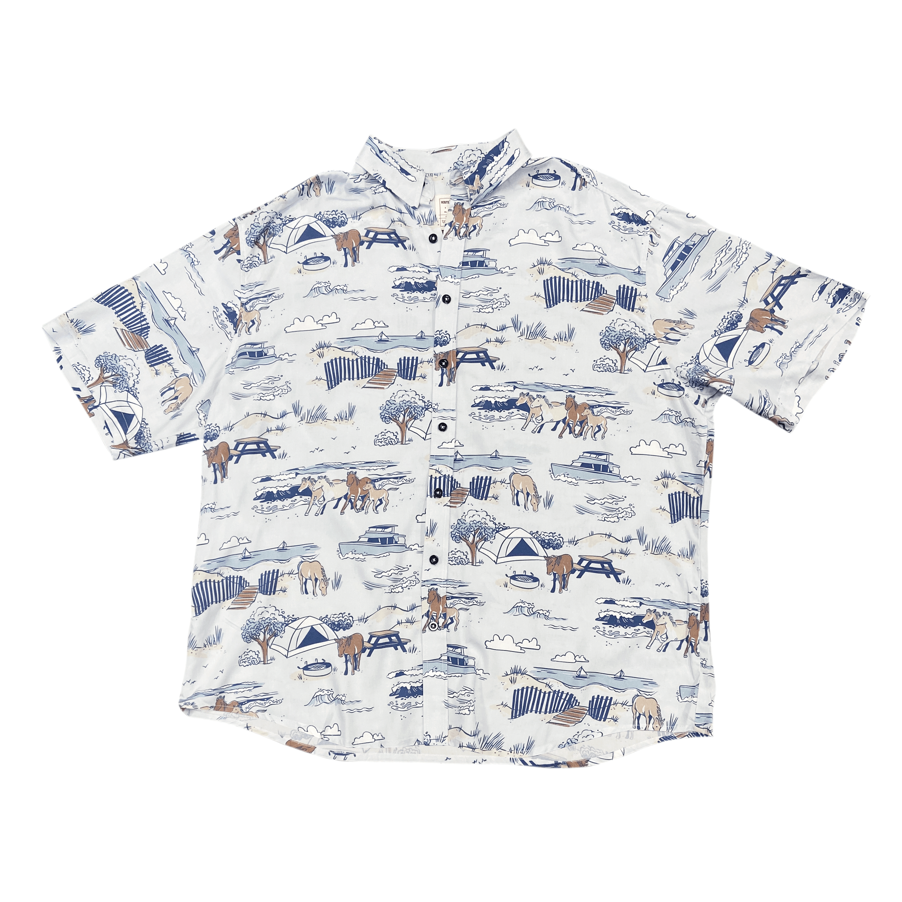 *PRE-ORDER* Assateague Ponies (Light Blue) / Hawaiian Shirt (Estimated Ship Date July 21) - Route One Apparel