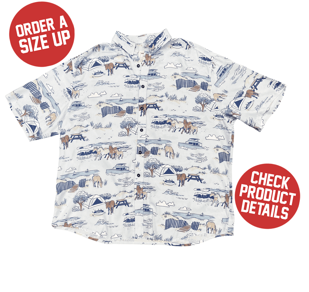 Assateague Ponies (Light Blue) / Hawaiian Shirt - Route One Apparel