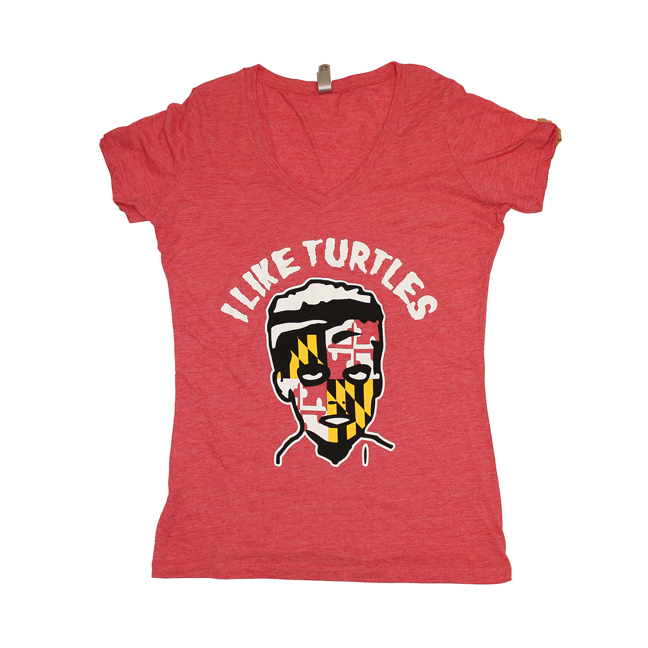 I Like Turtles (Red) / Ladies V-Neck Shirt - Route One Apparel