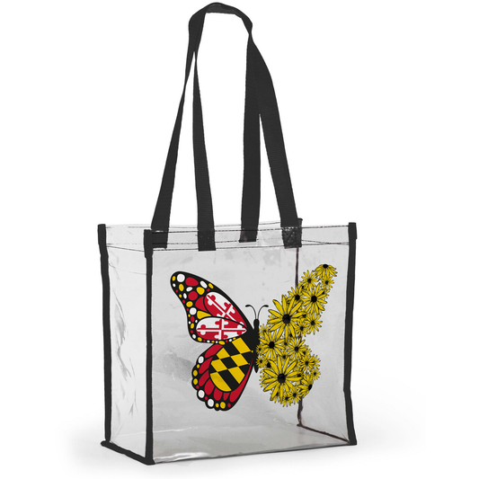 Maryland Flag & Black Eyed Susan Butterfly / Clear Bag - Route One Apparel