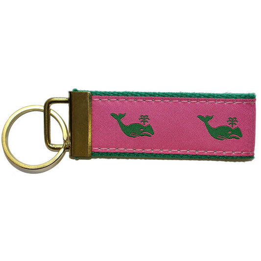 Green Whale on Pink  / Key Chain - Route One Apparel