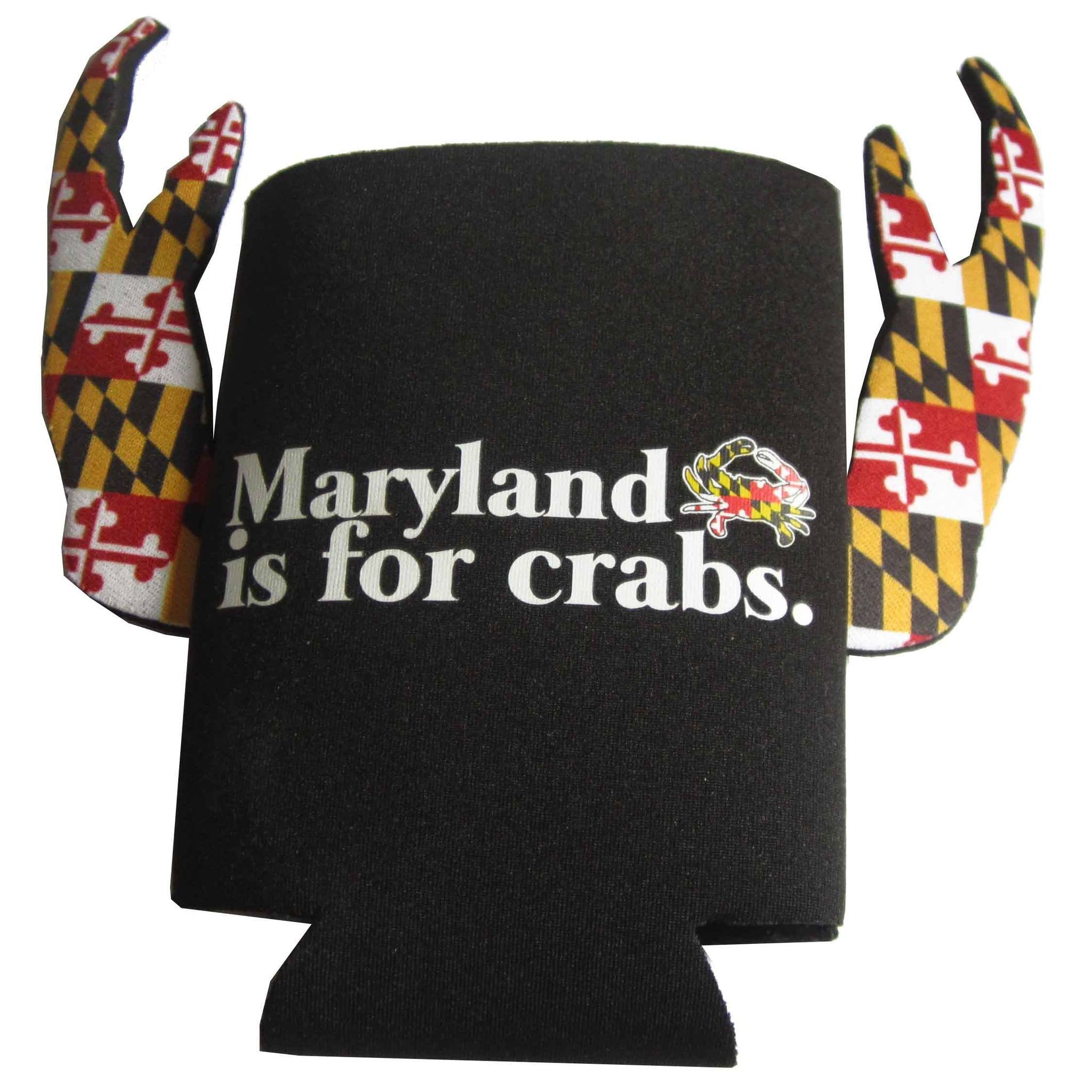 Maryland Is For Crabs (Black w/ Maryland Claws) / Crab Claw Can Cooler - Route One Apparel
