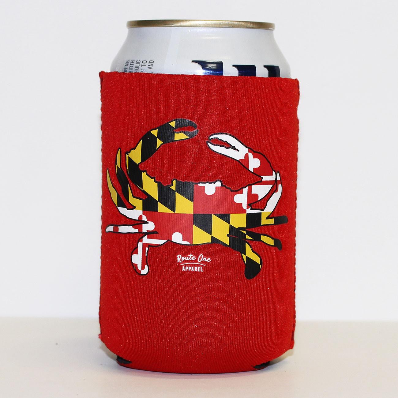 Maryland Full Flag Crab (Red) / Can Cooler - Route One Apparel