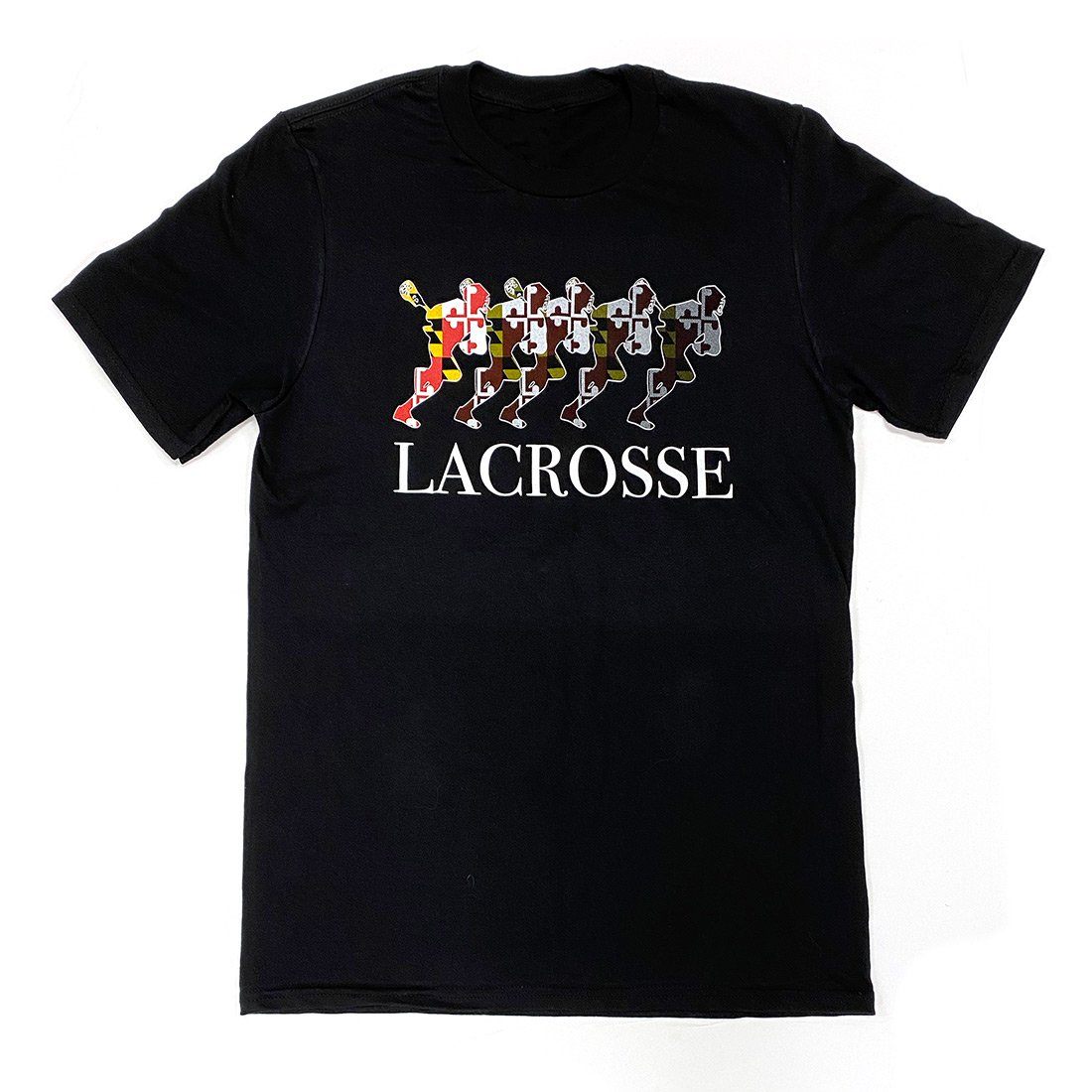Maryland Flag Lacrosse Player (Black) / Shirt - Route One Apparel