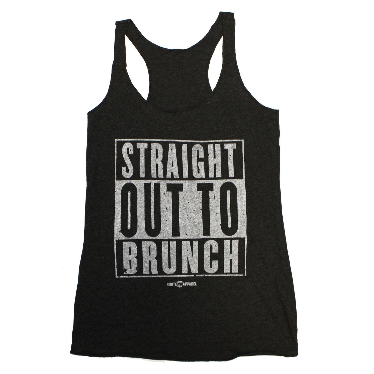 Straight Out To Brunch (Vintage Black) / Ladies Racerback Tank - Route One Apparel