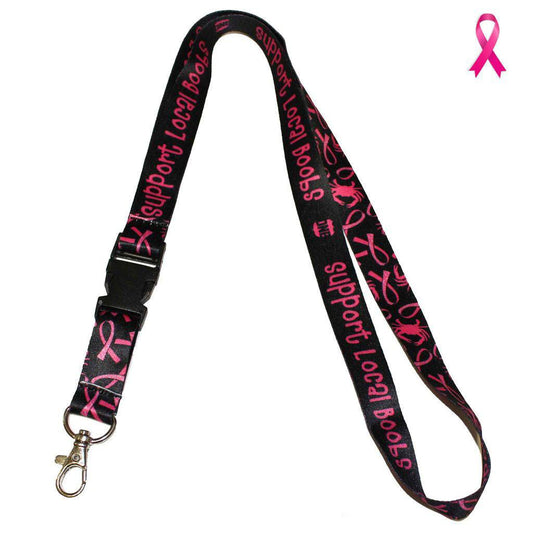 Support Our Local Boobs (Black & Pink) / Lanyard - Route One Apparel