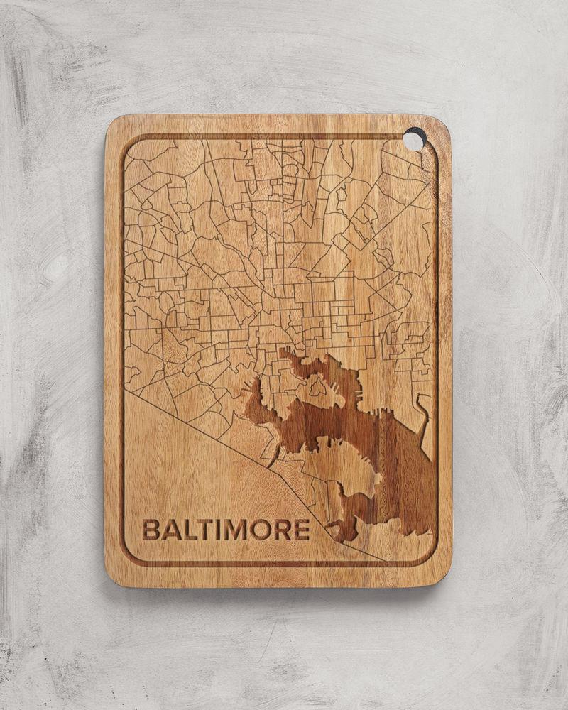 Baltimore Map / Bamboo Cutting Board - Route One Apparel