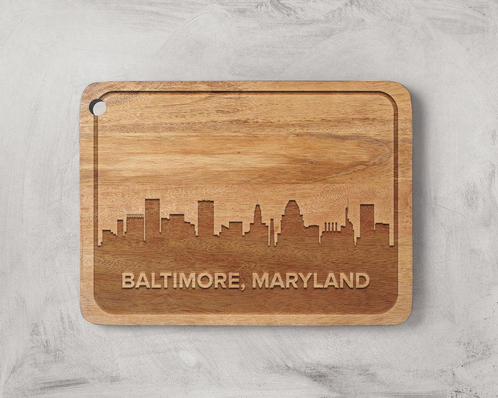 Baltimore Skyline / Bamboo Cutting Board - Route One Apparel