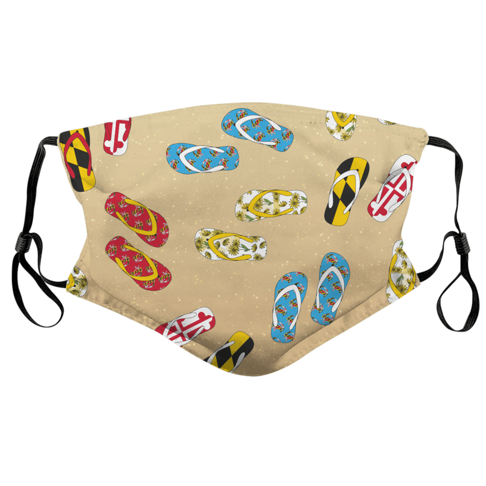Beachy Flip Flops in the Sand / Face Mask - Route One Apparel