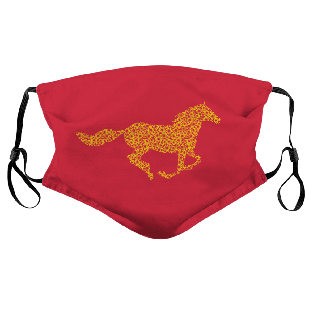 Yellow Black Eyed Susan Horse (Red) / Face Mask - Route One Apparel
