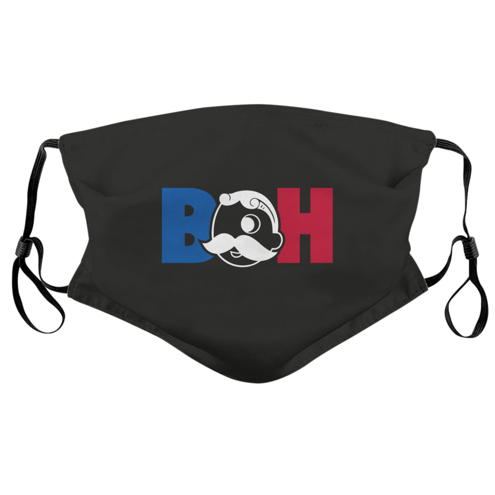 Red, White, & Blue Boh Logo Text (Black) / Face Mask - Route One Apparel