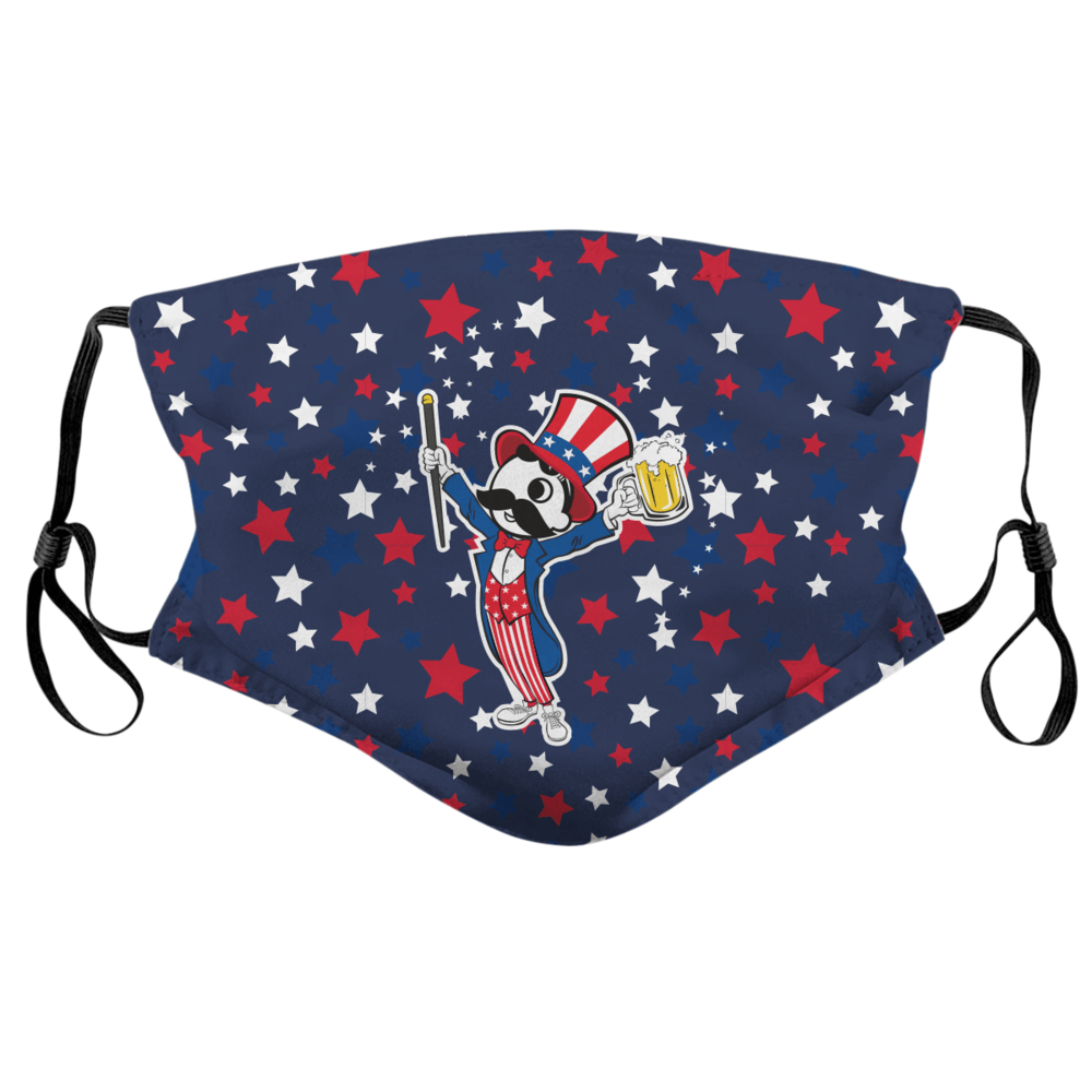 Patriotic Natty Boh Character & Stars (Blue) / Face Mask - Route One Apparel