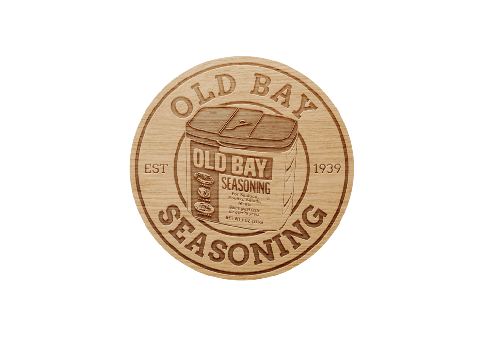 Classic Circle Old Bay Seasoning / Wooden Coaster - Route One Apparel
