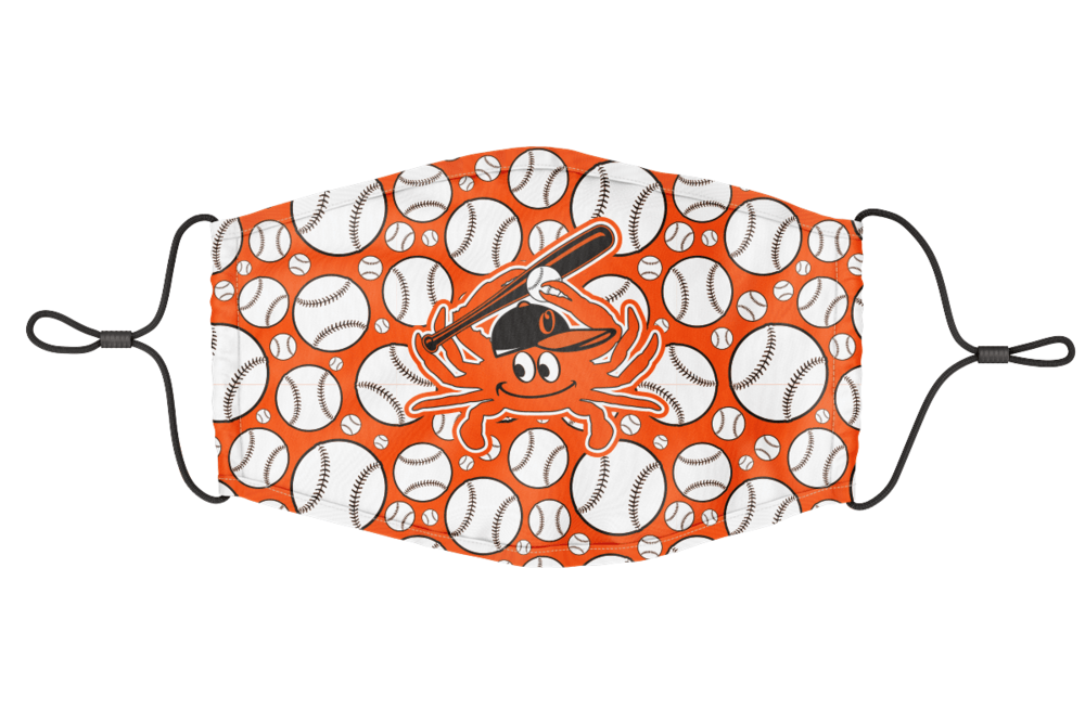 Baltimore Crab & Baseball (Orange) / Youth Face Mask - Route One Apparel