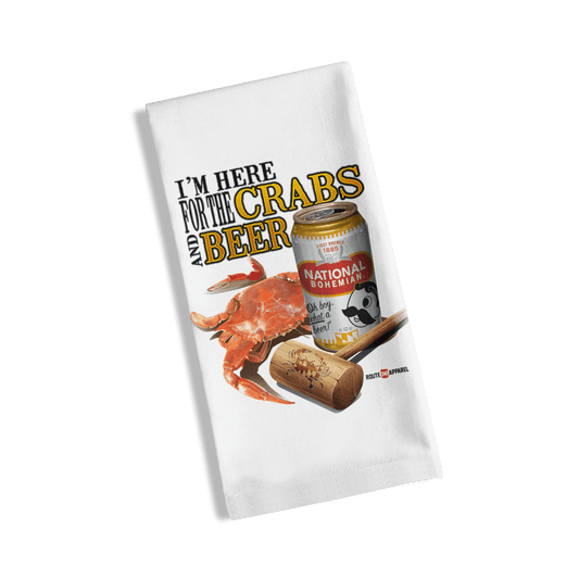 I'm Here for the Crabs & Beer (White) / Kitchen Towel - Route One Apparel