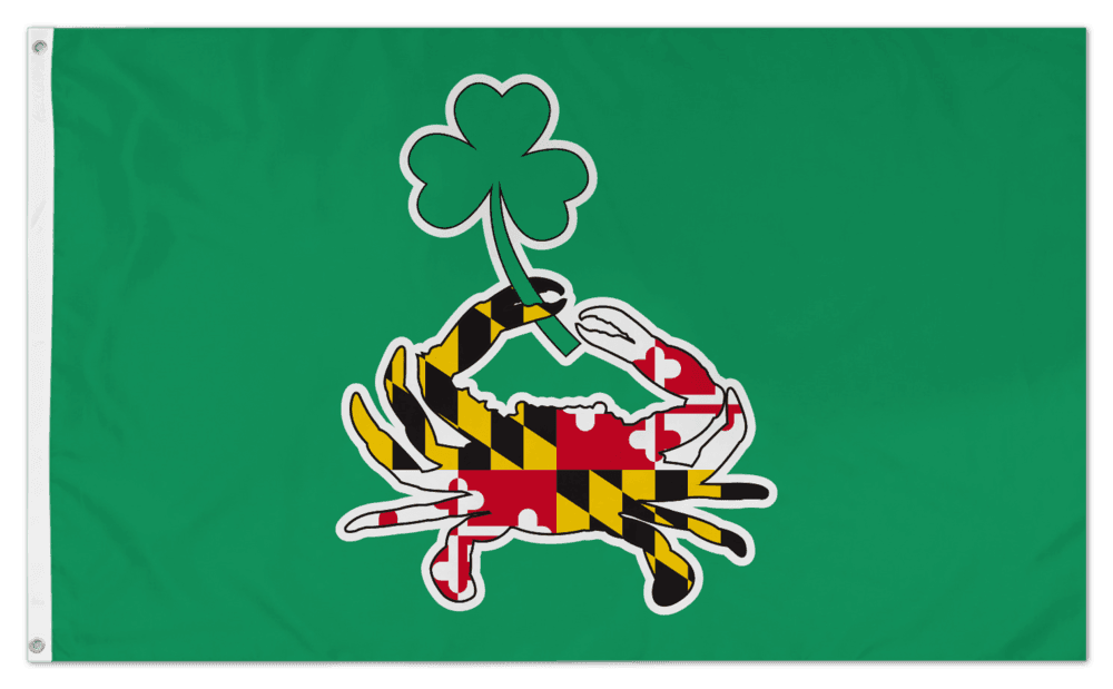 Maryland Full Flag Crab with Shamrock (Green) / Flag - Route One Apparel