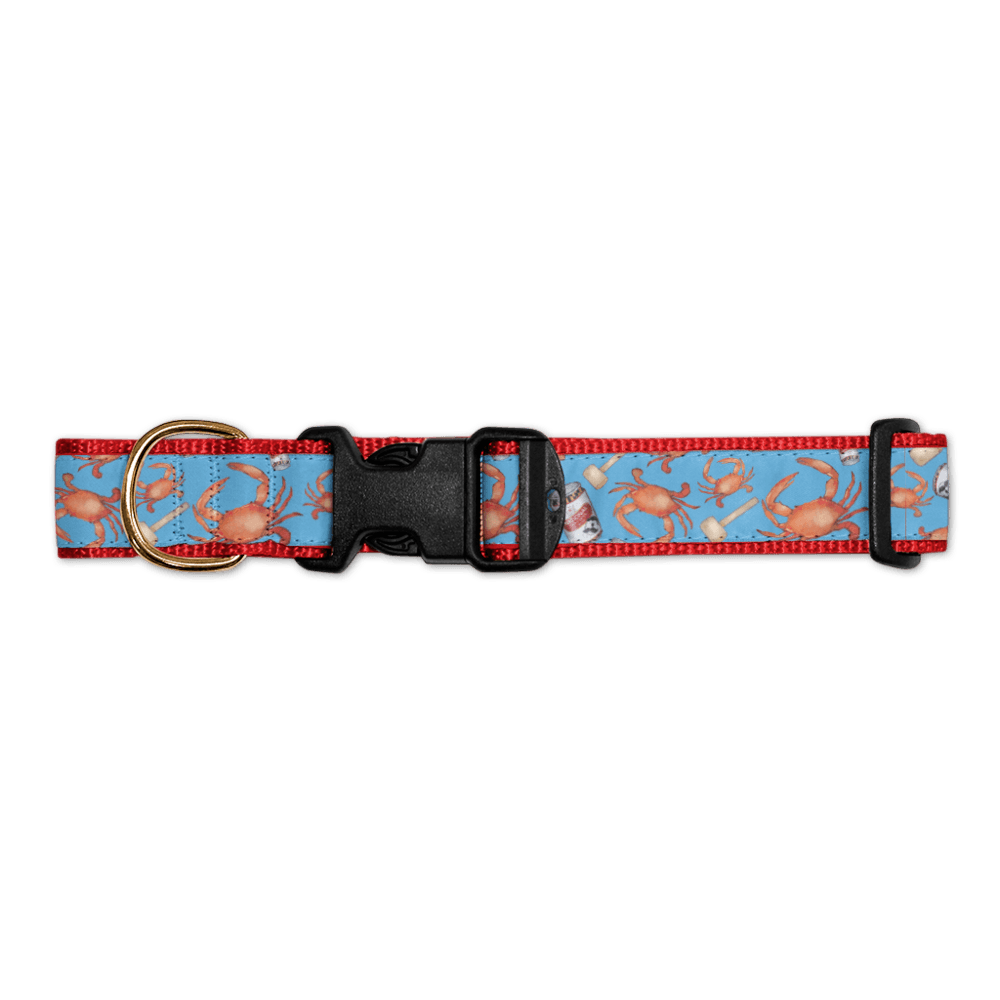 Crab, Mallet & Natty Boh (Light Blue) / Dog Collar - Route One Apparel