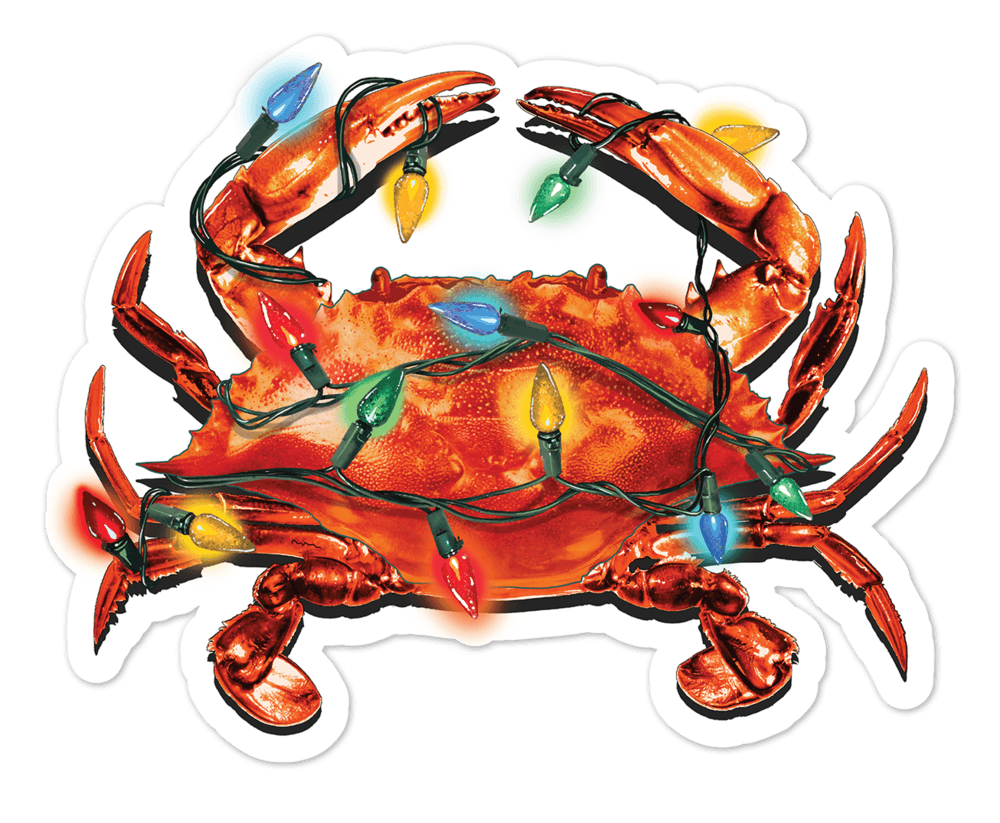 Christmas Crab Lights / Sticker - Route One Apparel