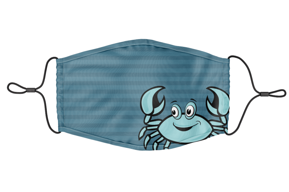 Cartoon Crab (Blue) / Youth Face Mask - Route One Apparel