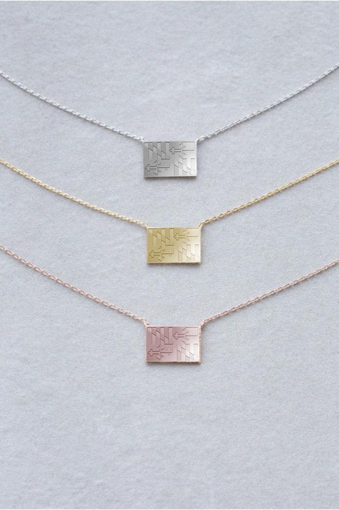 Maryland Flag (Rose Gold) / Necklace - Route One Apparel