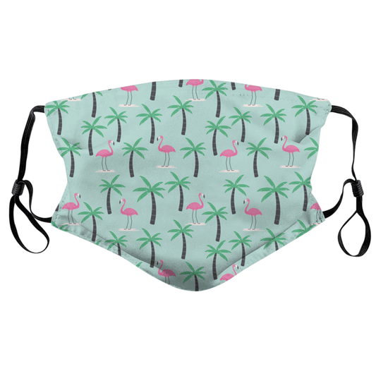 Flamingo & Palm Trees Pattern (Sea Green) / Face Mask - Route One Apparel