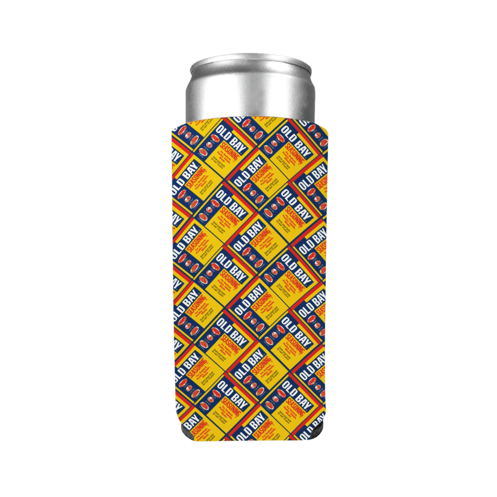 Flat Old Bay Can Pattern (Yellow) / Slim Can Cooler - Route One Apparel