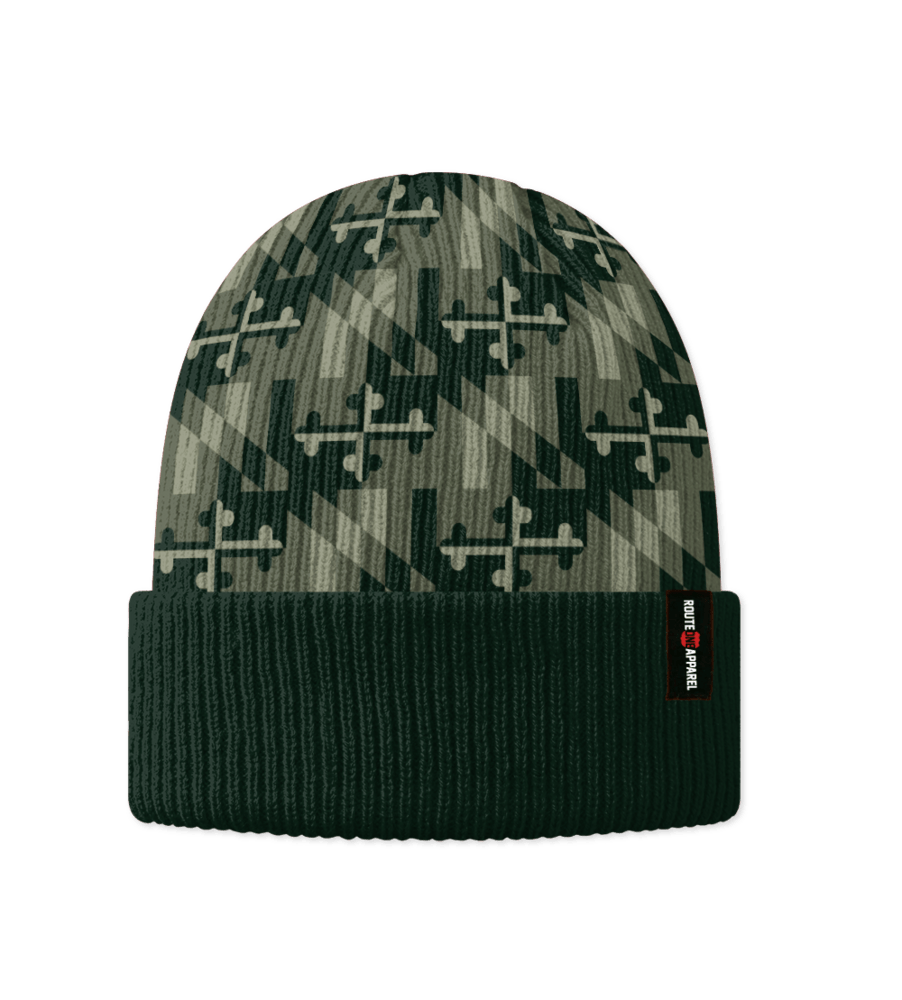 Green Camo Maryland Flag / Beanie - Route One Apparel