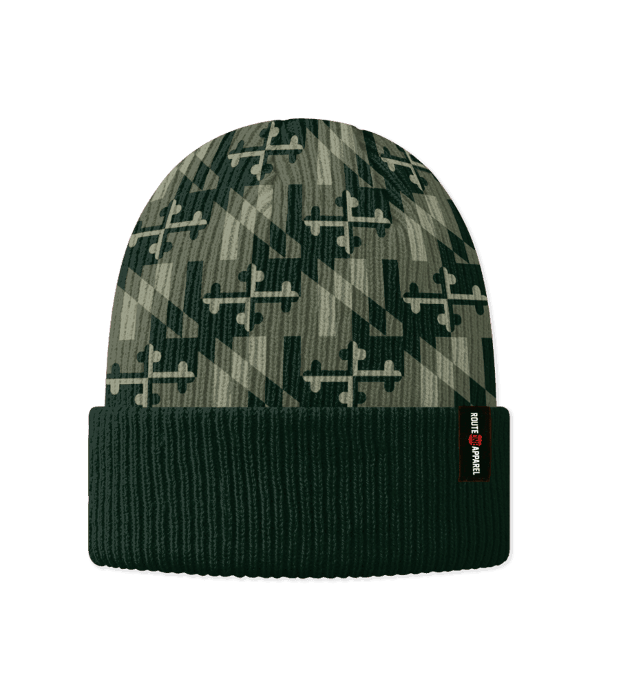 Green Camo Maryland Flag / Beanie - Route One Apparel
