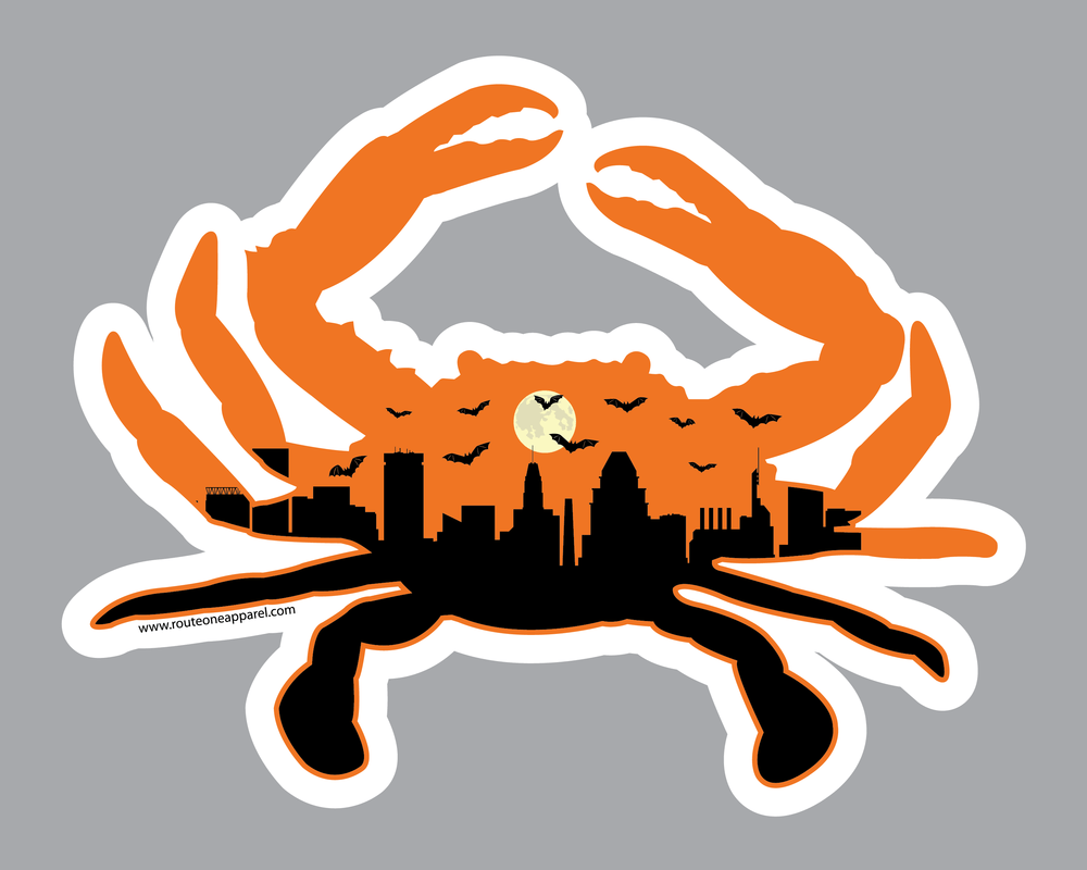 Spooky Skyline Crab / Sticker - Route One Apparel