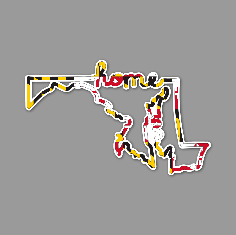 Maryland State Outline with Home / Sticker - Route One Apparel