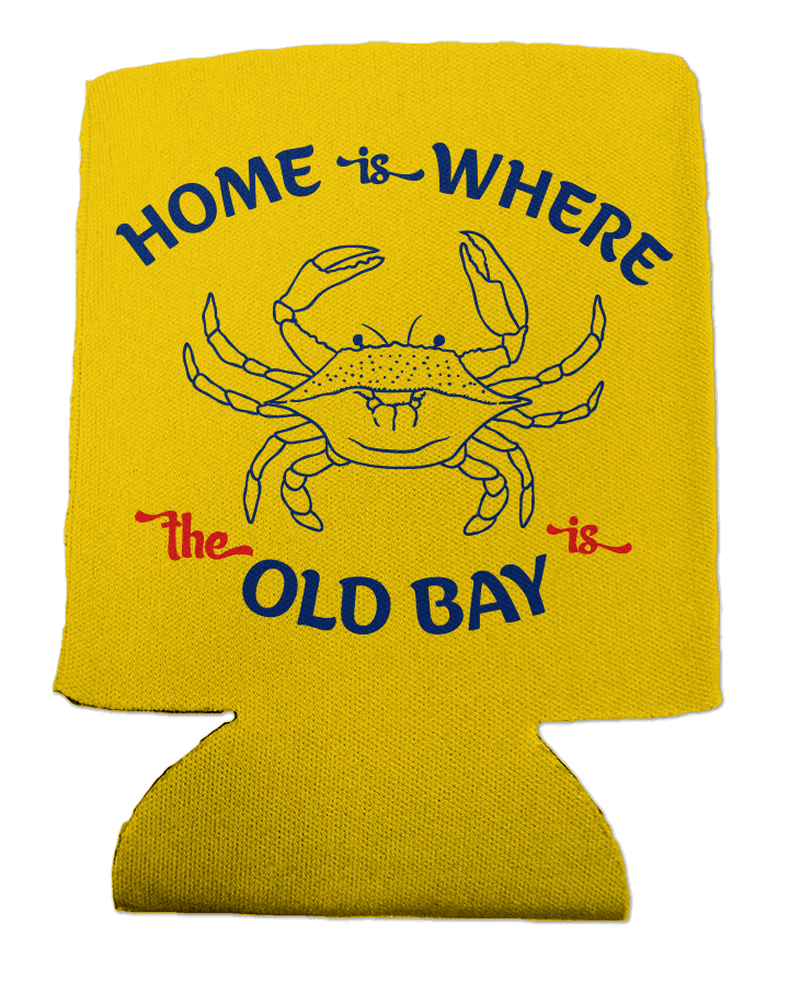 Home Is Where The Old Bay Is with Crab (Yellow) / Can Cooler - Route One Apparel