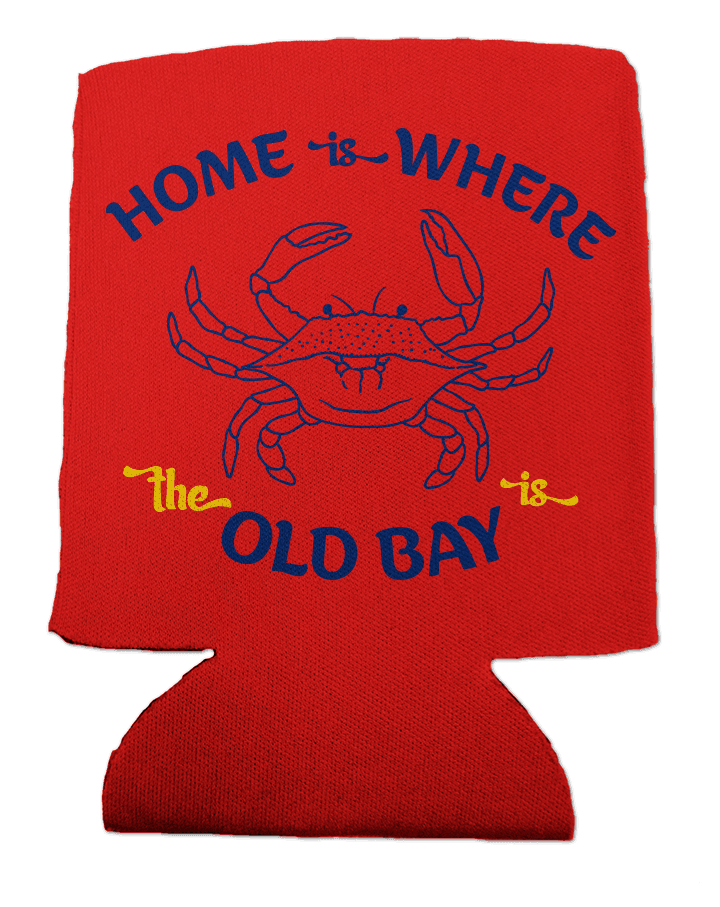 Home Is Where The Old Bay Is with Crab (Red) / Can Cooler - Route One Apparel