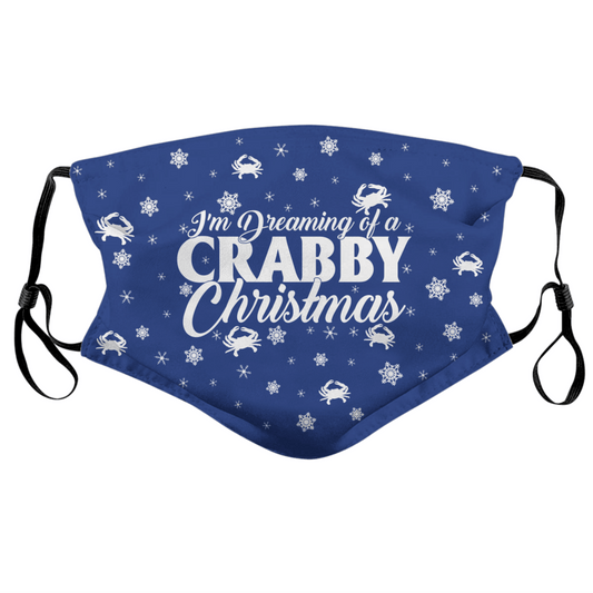 Dreaming of a Crabby Christmas (Blue) / Face Mask - Route One Apparel