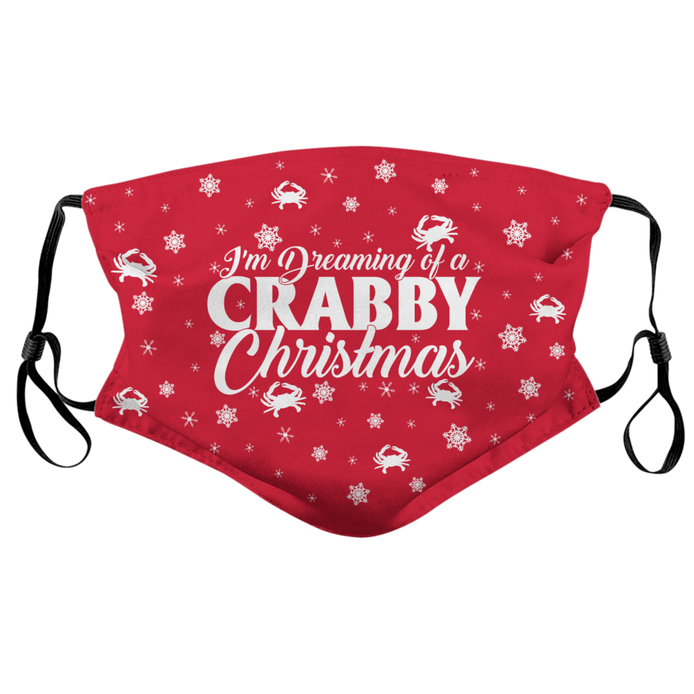 Dreaming of a Crabby Christmas (Red) / Face Mask - Route One Apparel