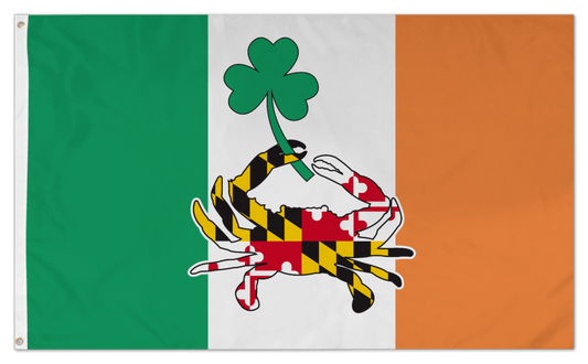 Maryland Full Flag Crab with Shamrock w/ Irish Flag Background / Flag - Route One Apparel